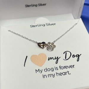 NWT Sterling Silver I Love My Dog CLOSE AT HEART Pendant Necklace - Never Worn